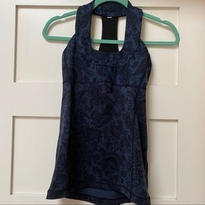 Lululemon Scoop Neck Tank - Navy Floral
